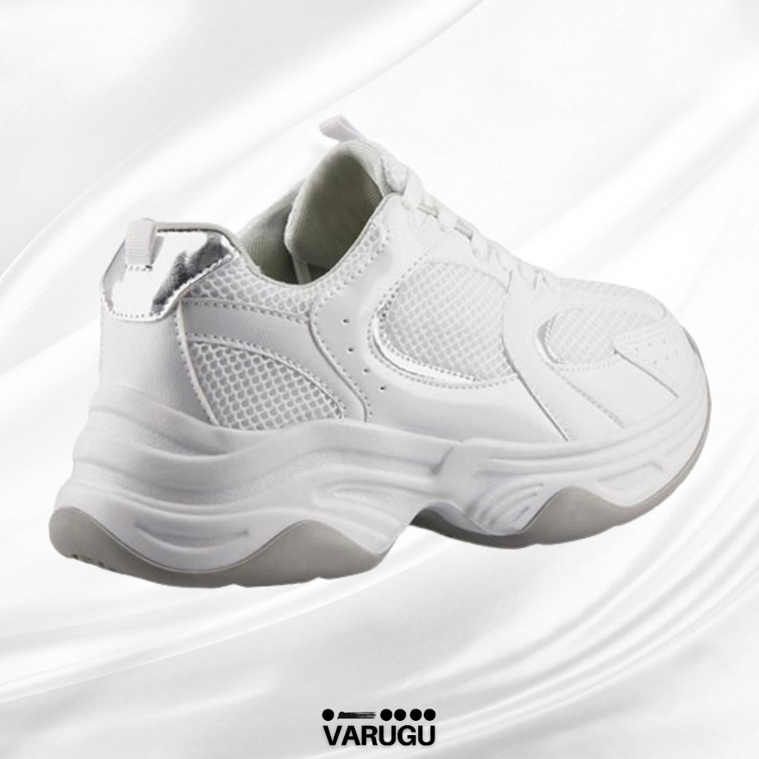 Tenis blancos con gris y toque plata mujer