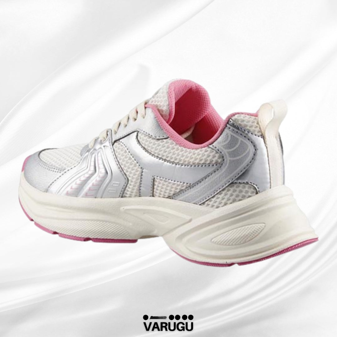 Tenis blancos con plata y rosa mujer