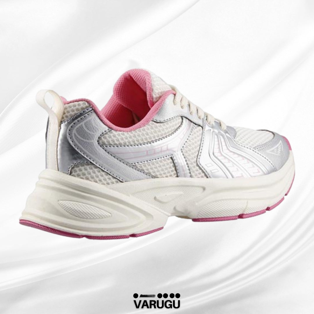 Tenis blancos con plata y rosa mujer