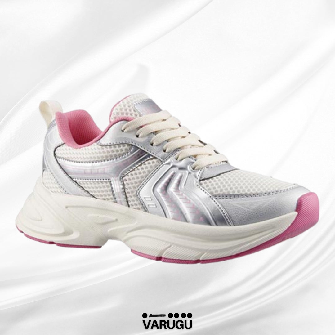 Tenis blancos con plata y rosa mujer