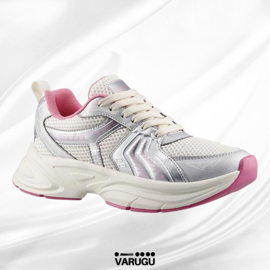 Tenis blancos con plata y rosa mujer