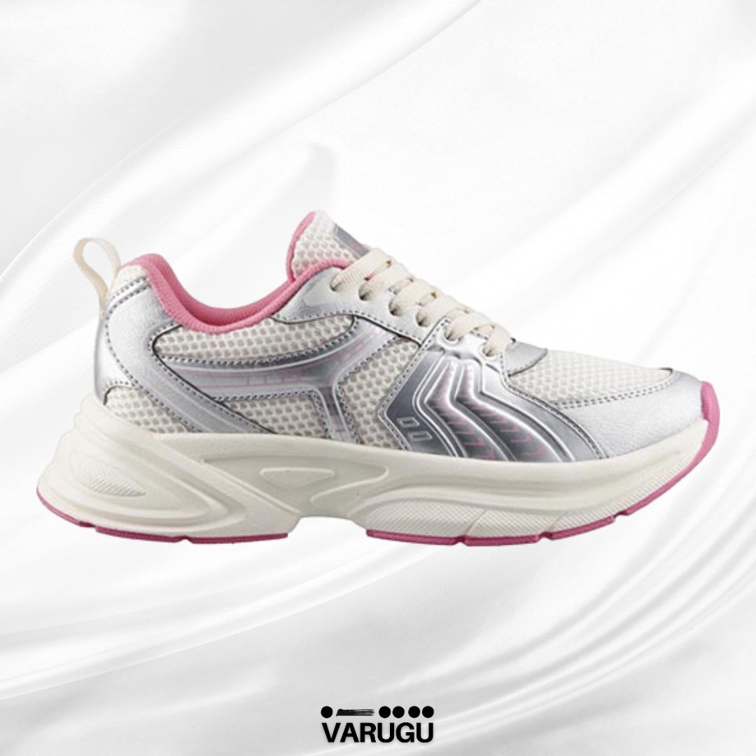 Tenis blancos con plata y rosa mujer