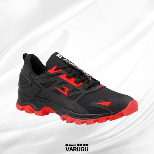 Tenis deportivo color negro con rojo para hombre