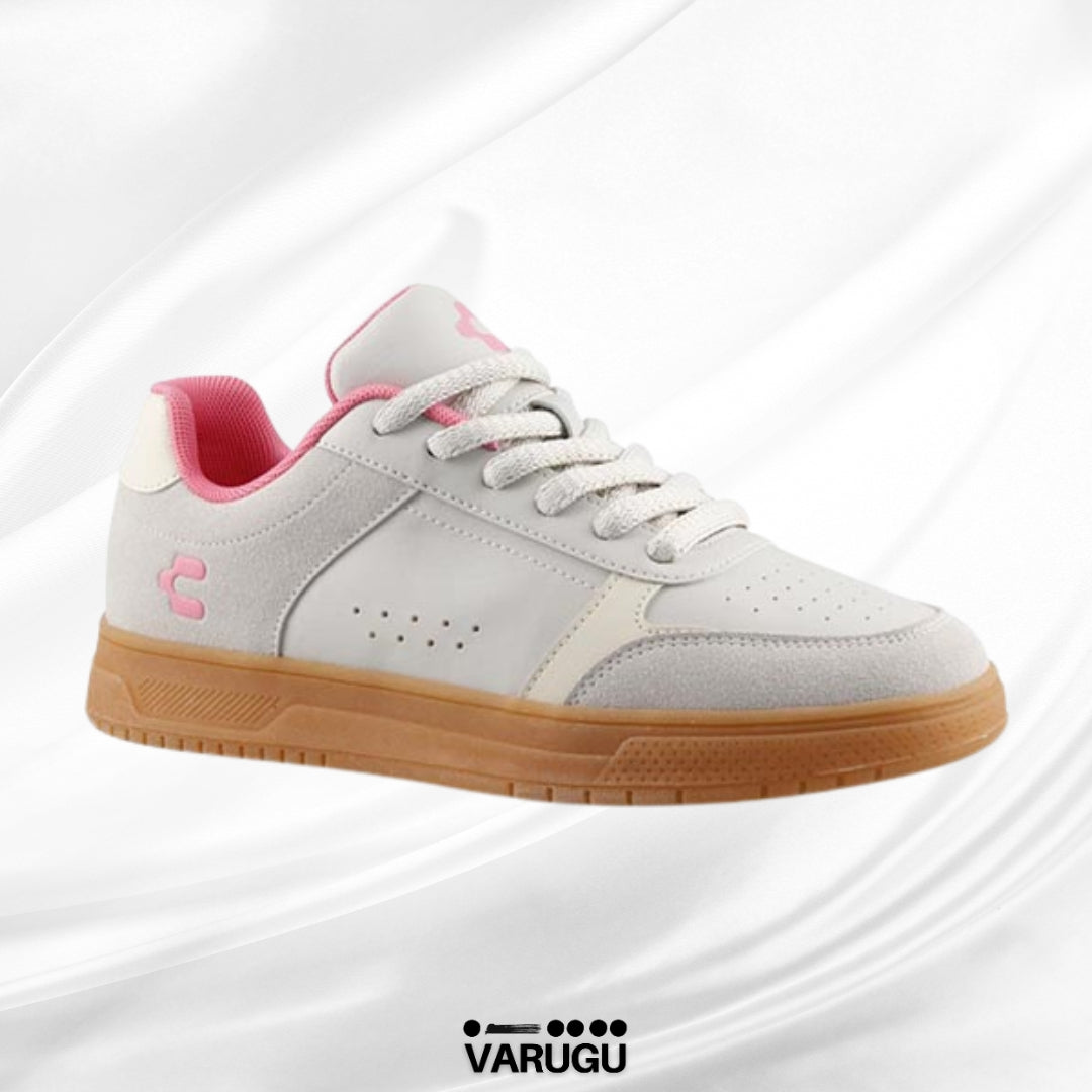 Tenis Charly beige con rosa mujer