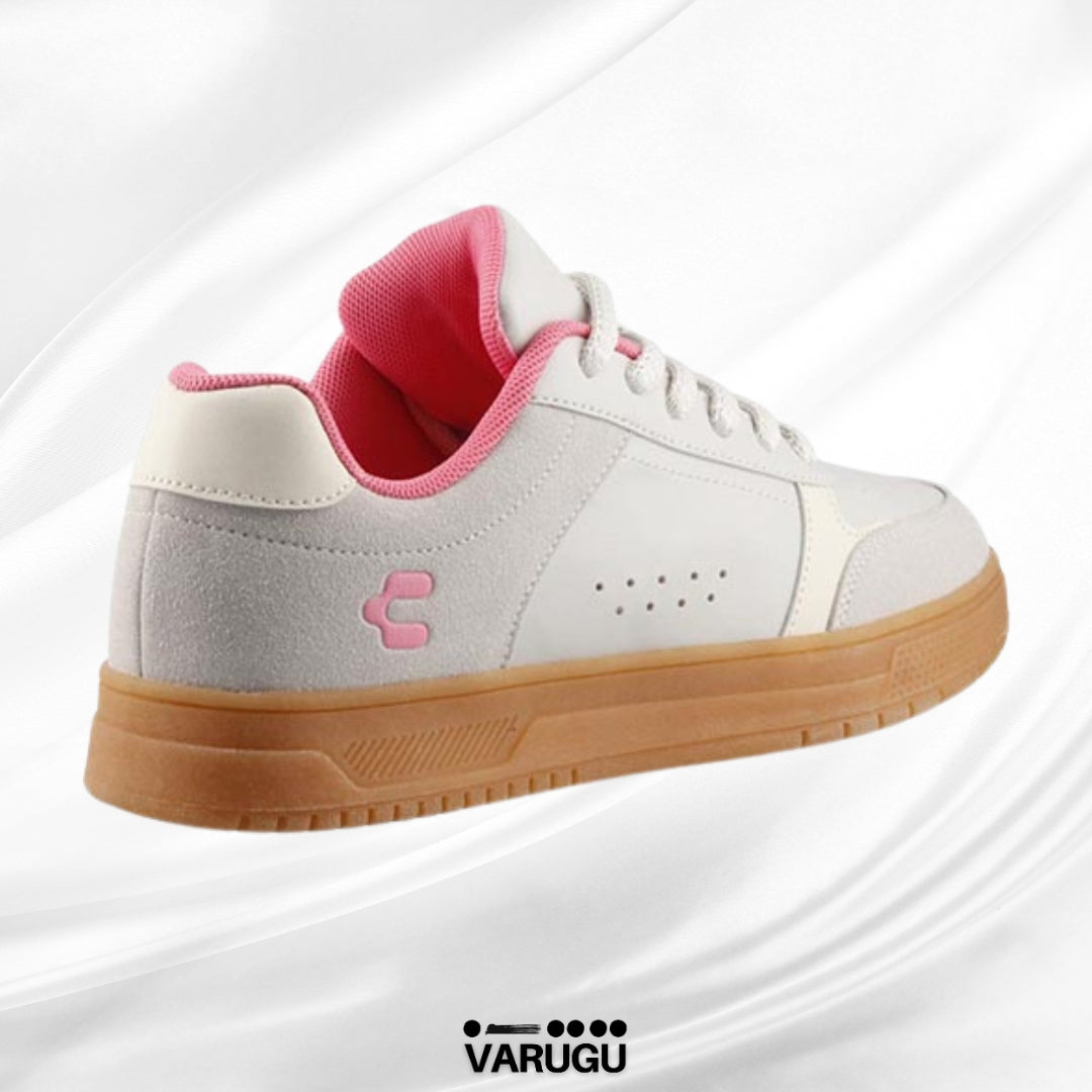 Tenis Charly beige con rosa mujer