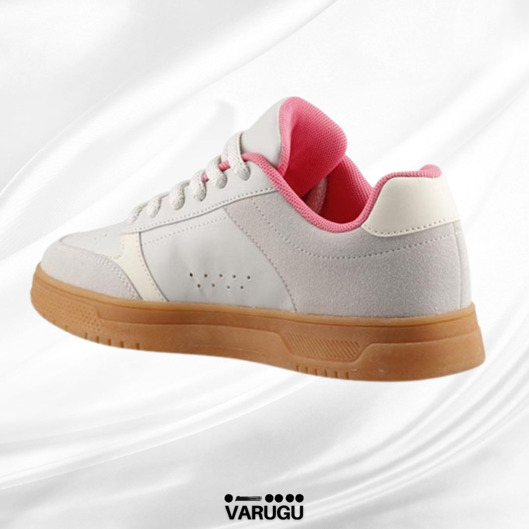 Tenis Charly beige con rosa mujer