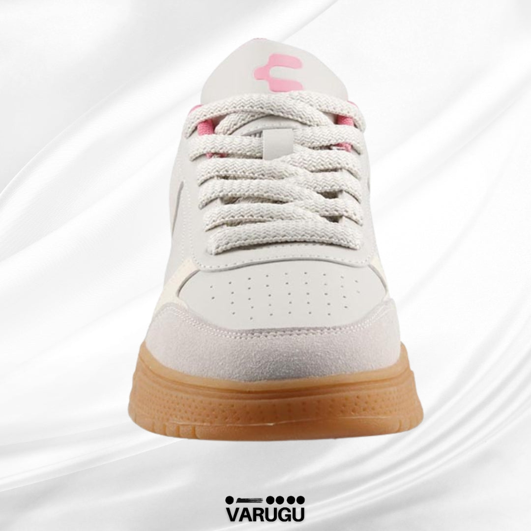 Tenis Charly beige con rosa mujer