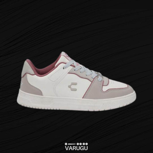 Tenis CHARLY blanco con gris y rosa para mujer
