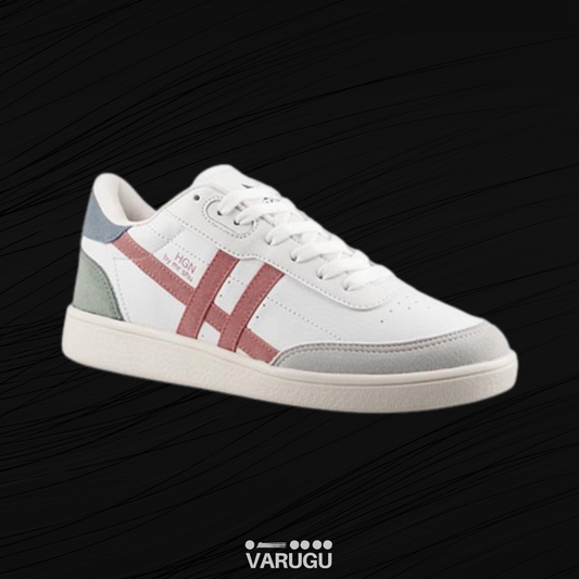 Tenis blancos con detalles gris y rosa para dama