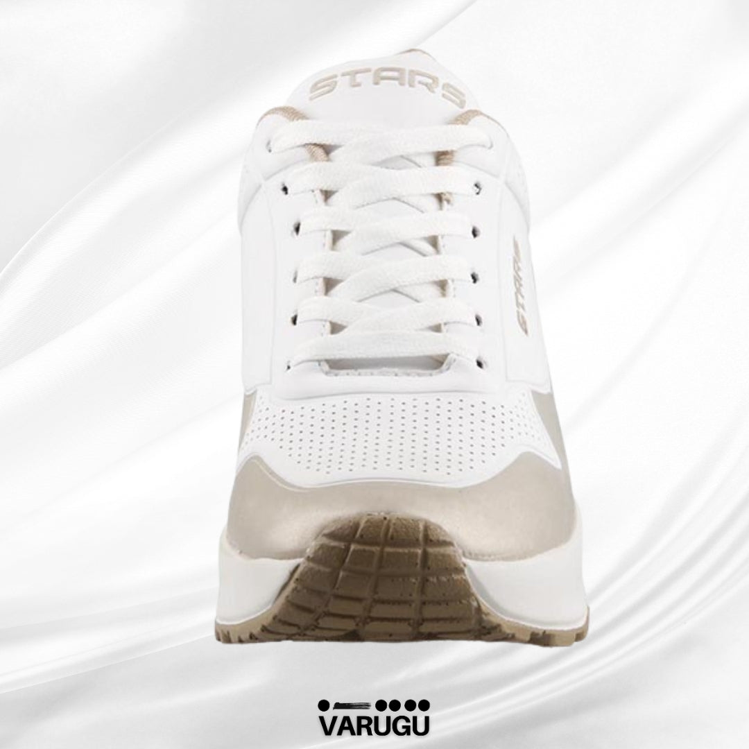 Tenis blancos con dorado para ejercicio mujer