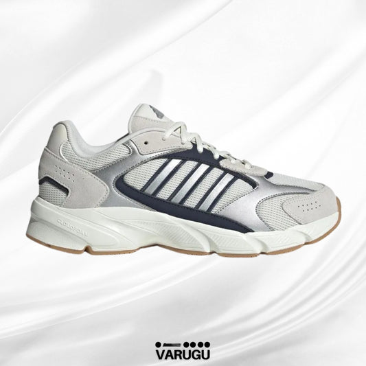 Tenis ADIDAS blancos con detalles plateados para caballero