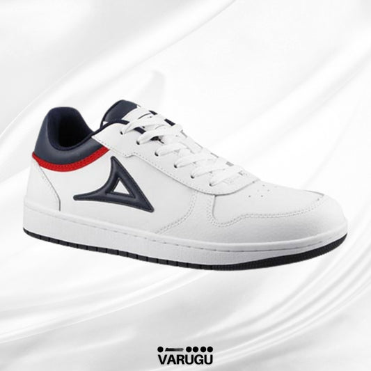 Tenis PIRMA de piel color blanco con marino para caballero