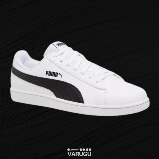 Tenis PUMA con suelas ranuradas color blanco con negro