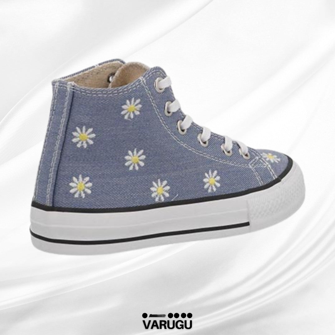 Tenis de mezclilla con flores para niñas | Talla 18 - 21.5