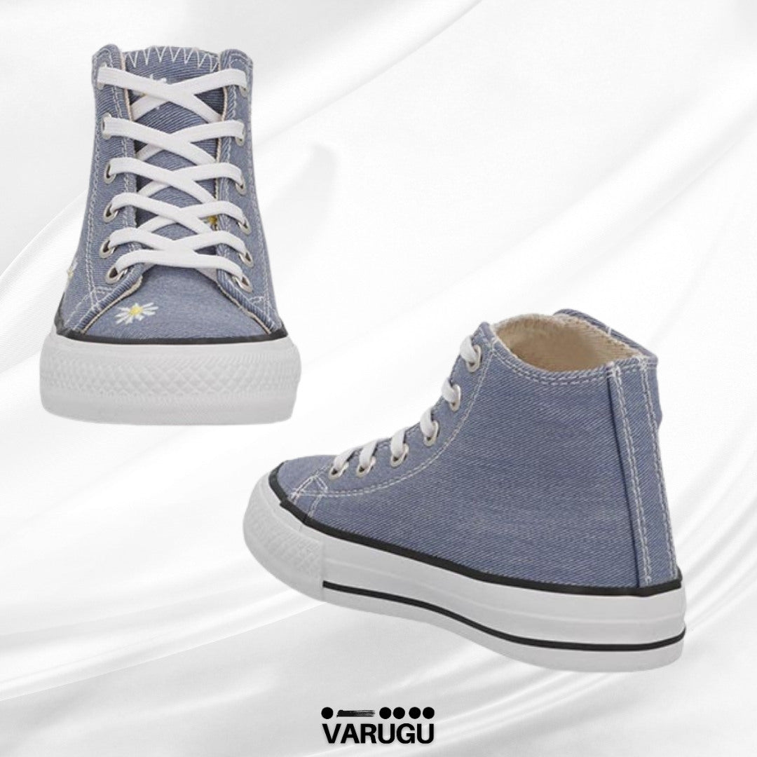 Tenis de mezclilla con flores para niñas | Talla 18 - 21.5