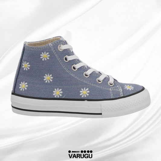 Tenis de mezclilla con flores para niñas | Talla 18 - 21.5