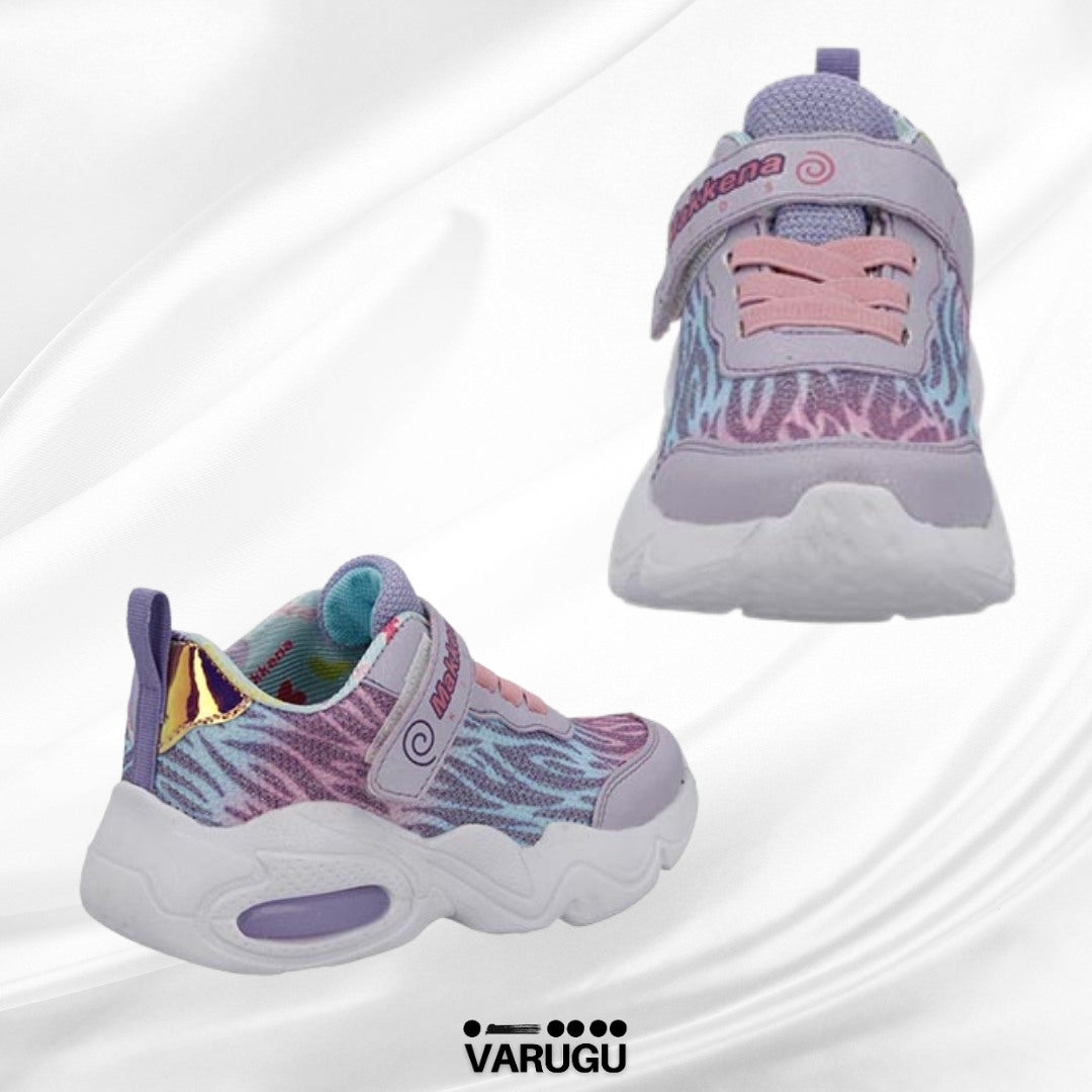 Tenis lila con azul y rosa para niña | Talla 18 - 21.5