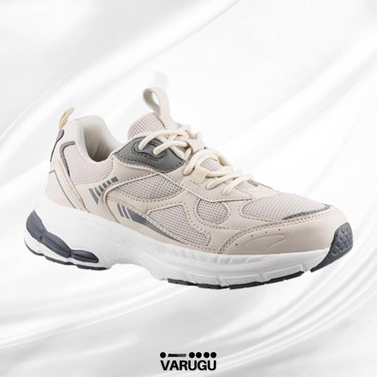 Tenis bonitos latte con gris para dama