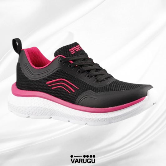 Tenis negros con fiusha suela blanca para dama