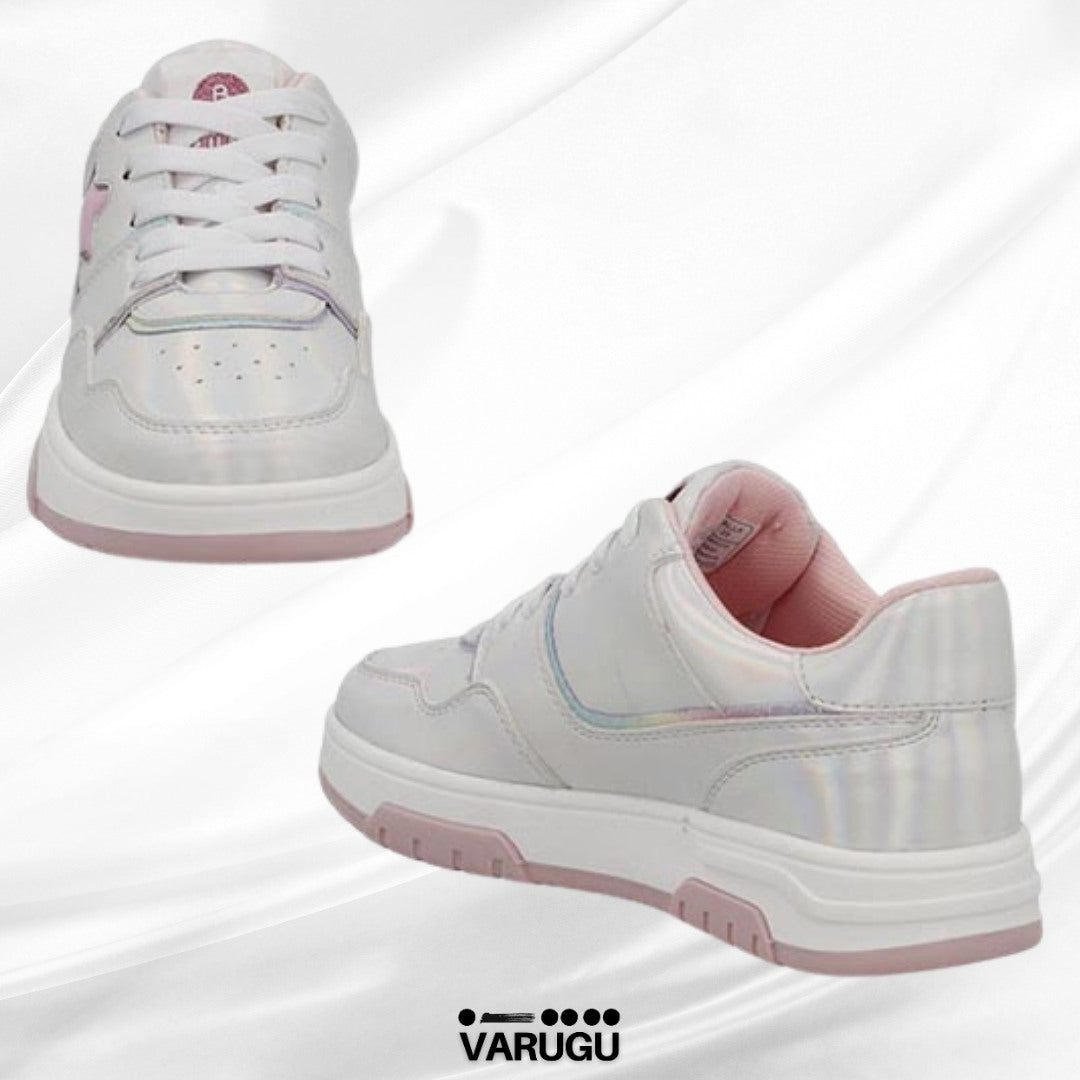 Tenis rosa pastel con estrella para niñas | Talla 18 - 23
