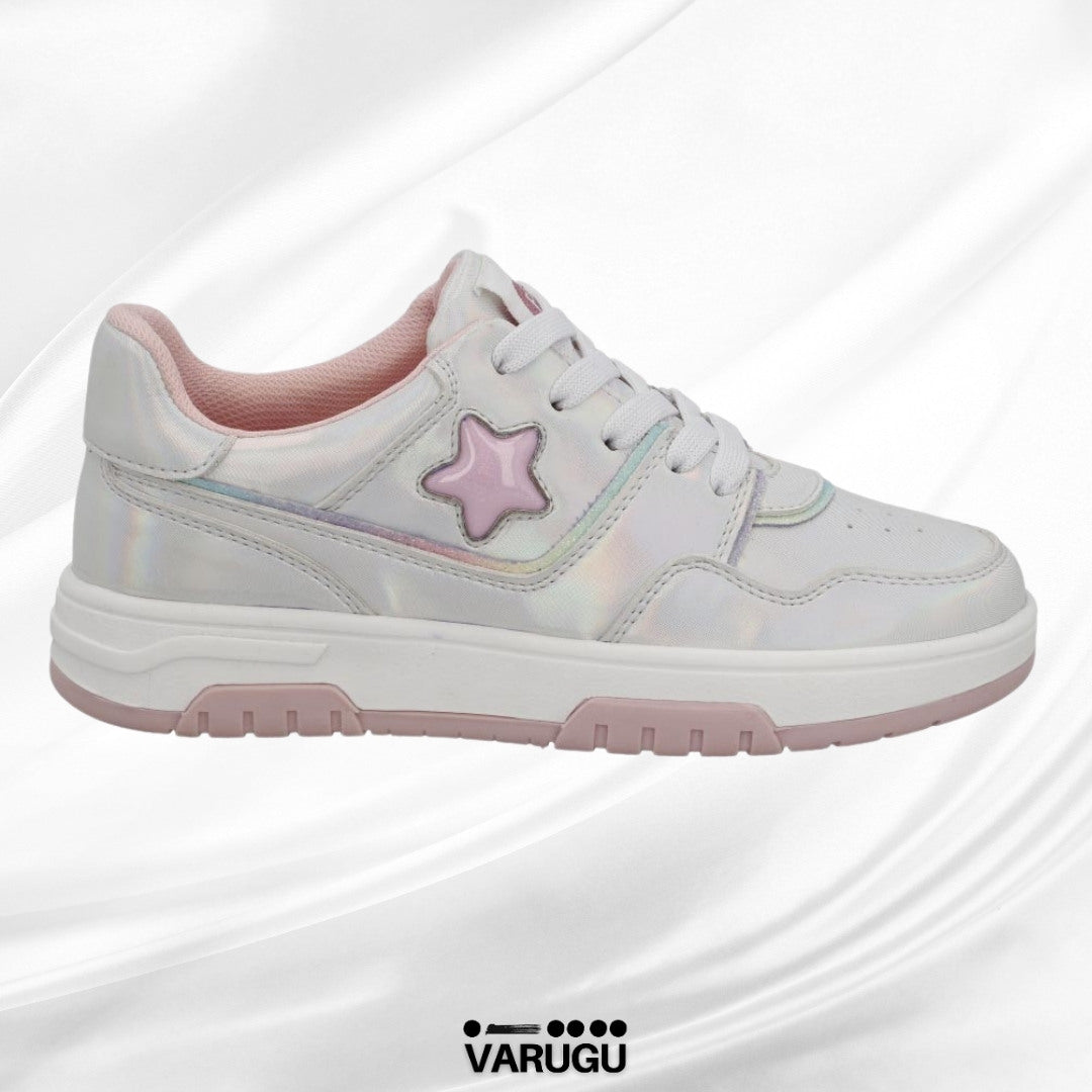 Tenis rosa pastel con estrella para niñas | Talla 18 - 23