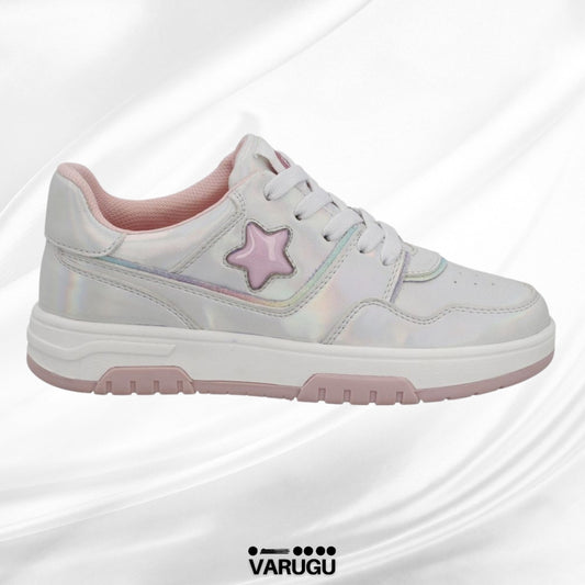 Tenis rosa pastel con estrella para niñas | Talla 18 - 23
