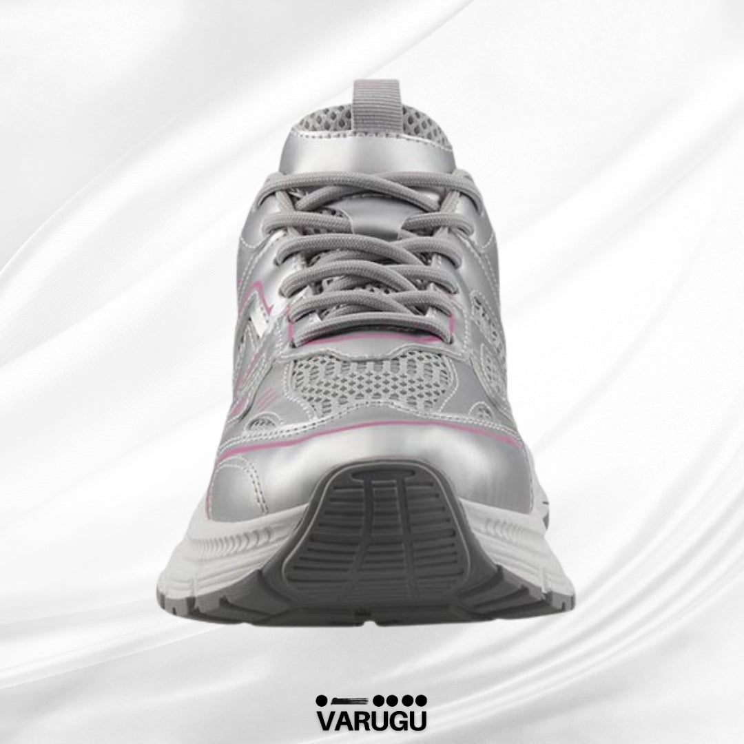 Tenis plata con rosa mujer con altura
