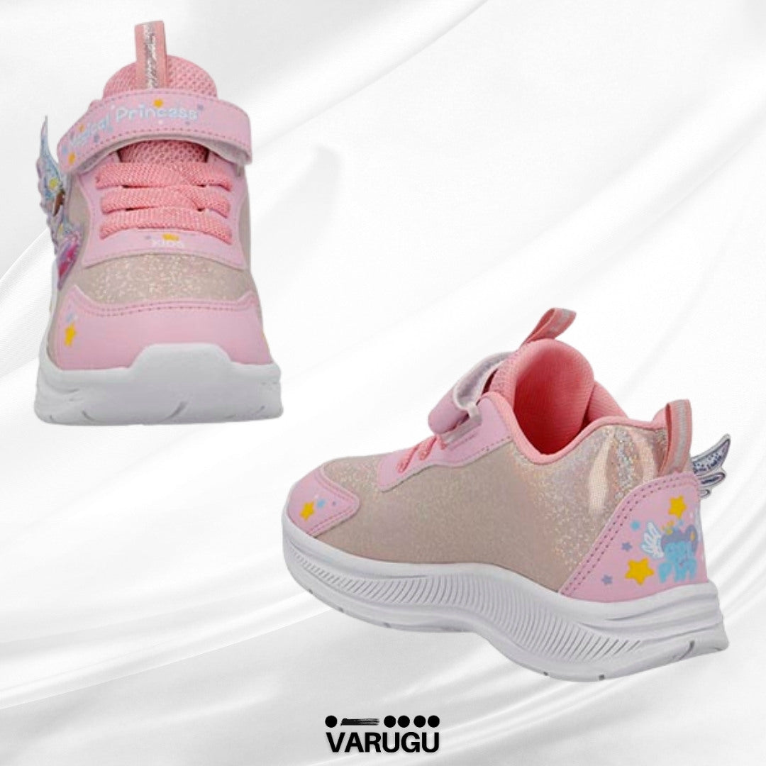Tenis infantiles rosa con luces led para niña | Talla 18 - 21