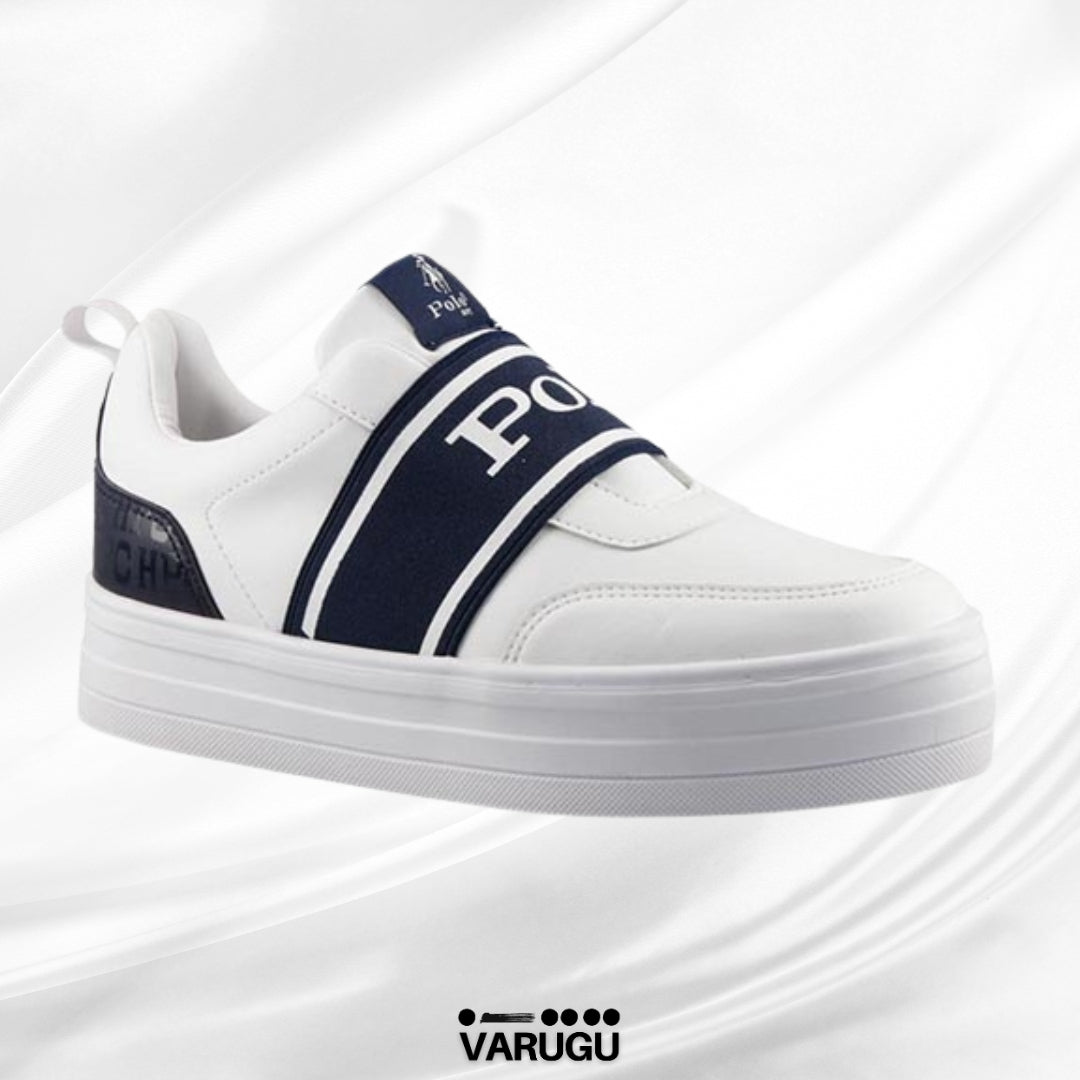 Tenis Polo blancos con azul mujer