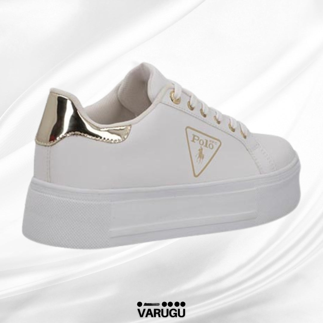 Tenis Polo blancos con dorado mujer