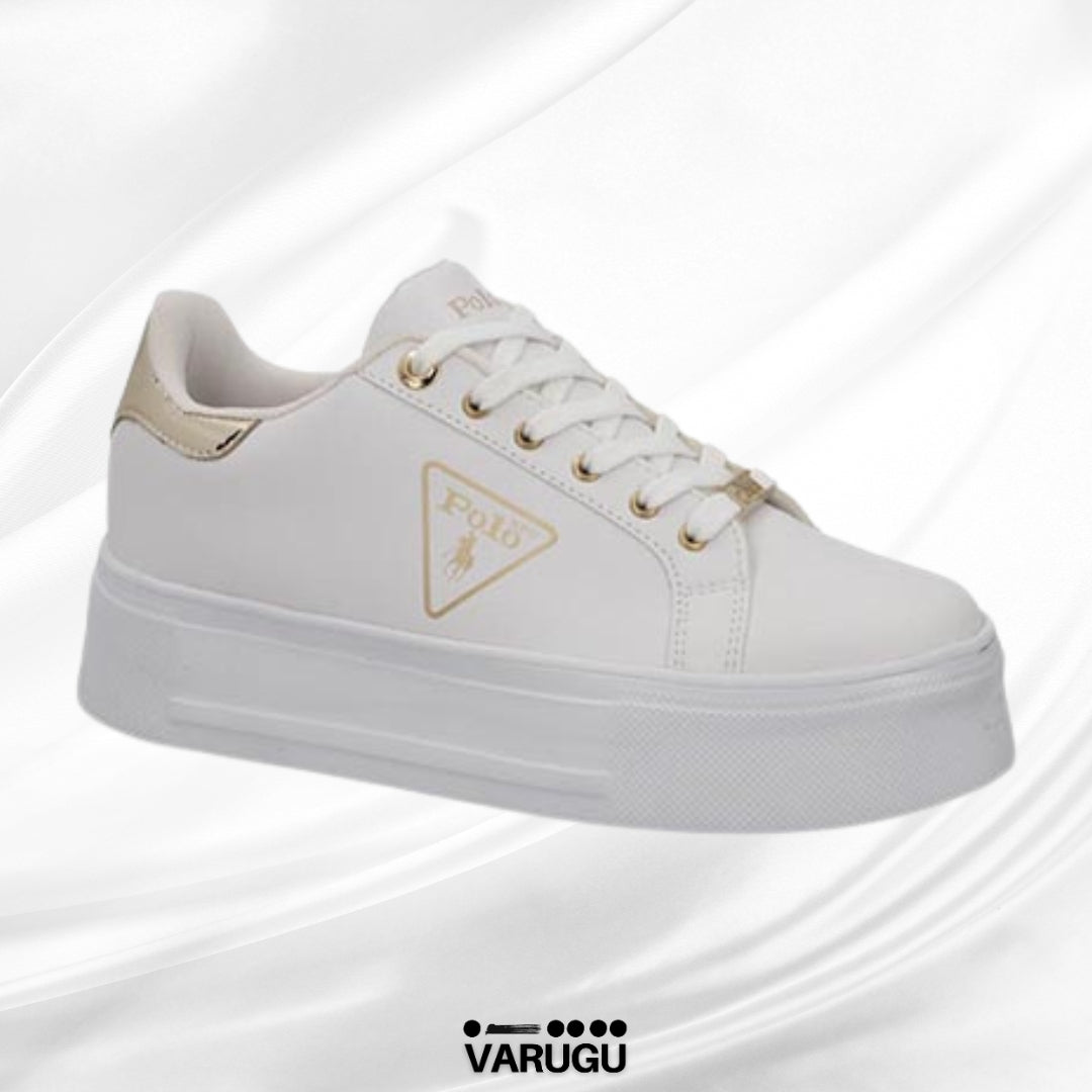 Tenis Polo blancos con dorado mujer