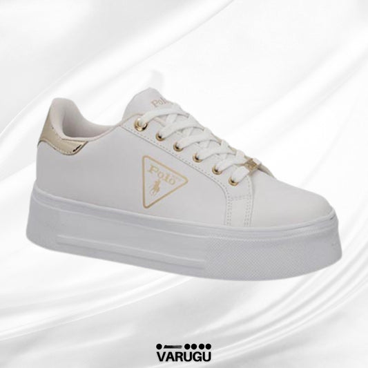 Tenis Polo blancos con dorado mujer
