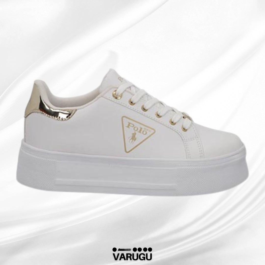 Tenis Polo blancos con dorado mujer