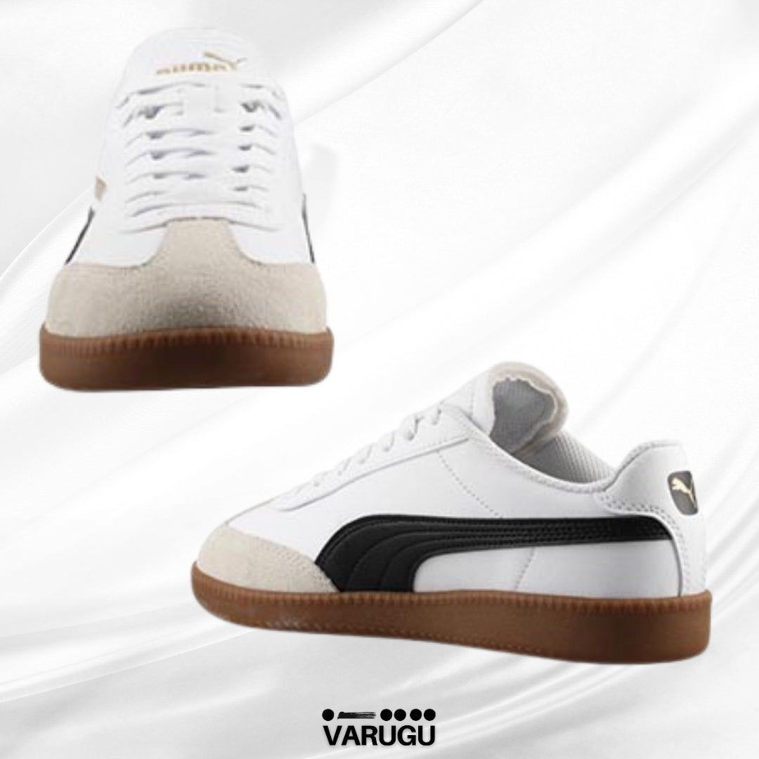 Tenis Puma blancos con franja negra y beige mujer