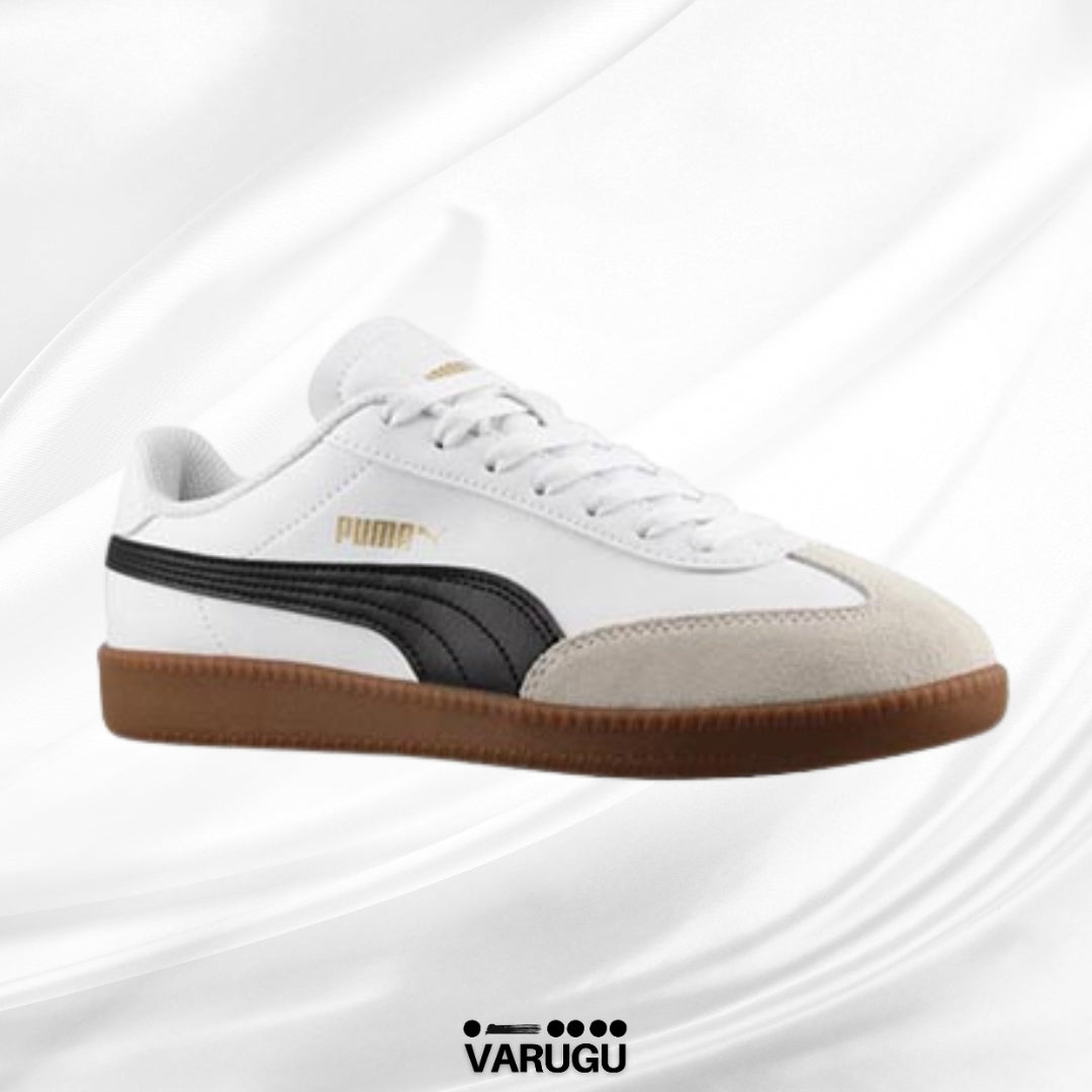 Tenis Puma blancos con franja negra y beige mujer