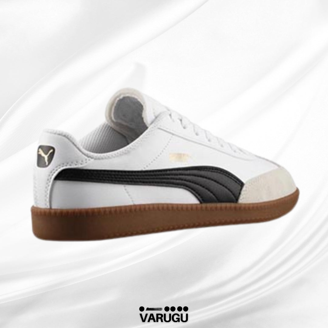 Tenis Puma blancos con franja negra y beige mujer