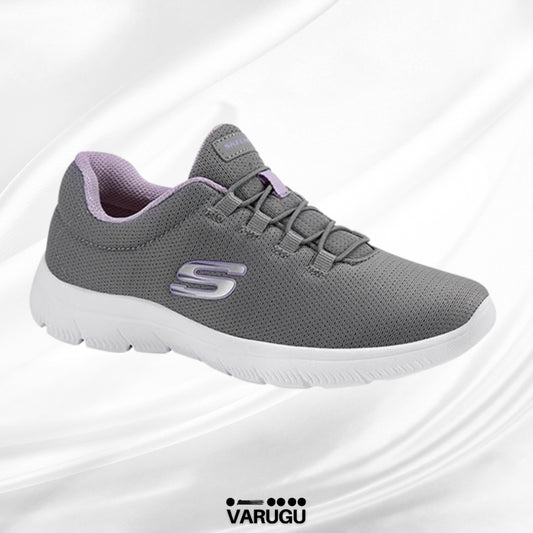 Tenis acolchados gris SKECHERS SPORT para dama