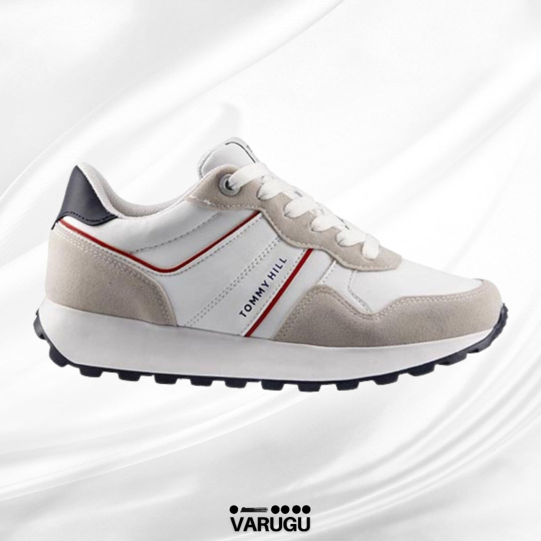 Tenis Tommy Hill beige con blanco mujer