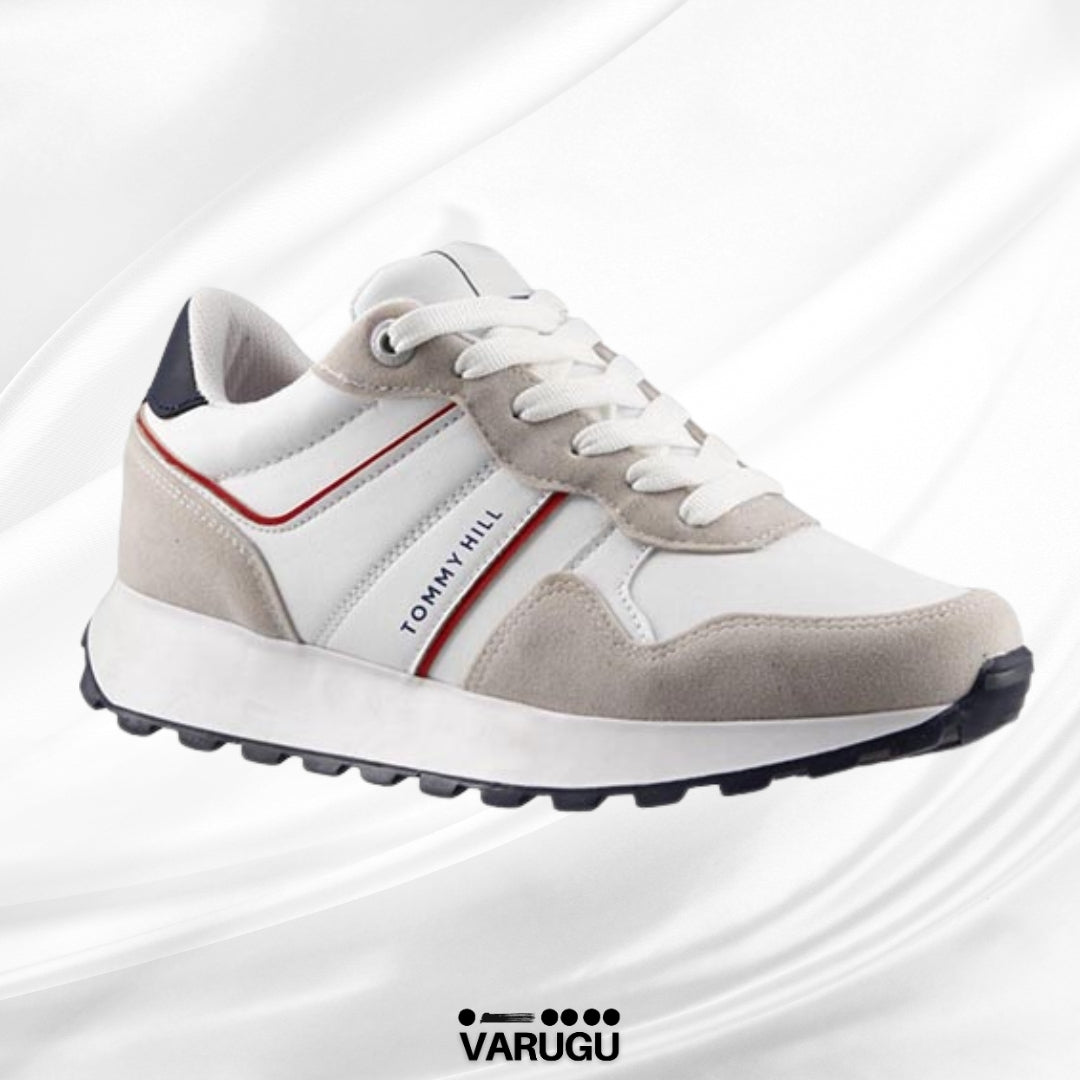 Tenis Tommy Hill beige con blanco mujer