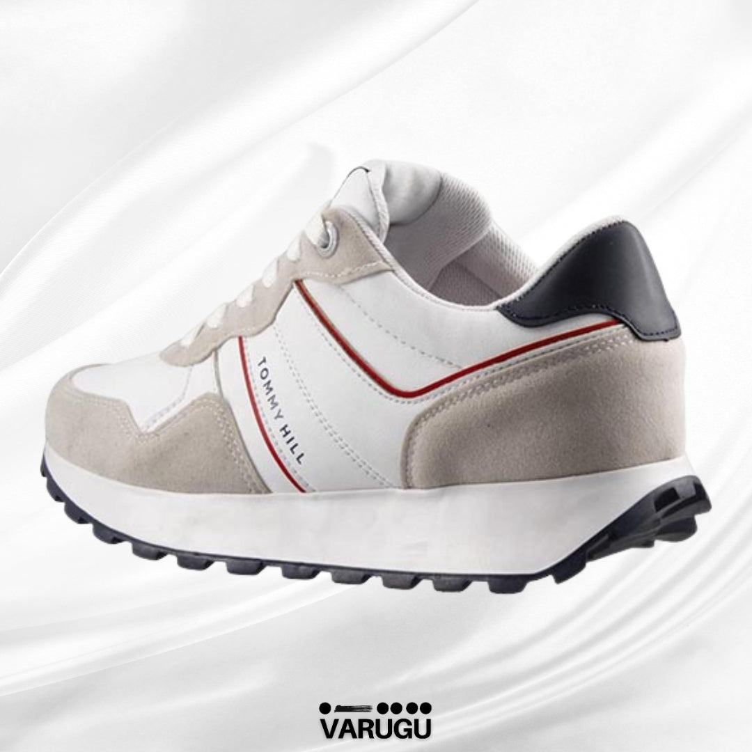 Tenis Tommy Hill beige con blanco mujer