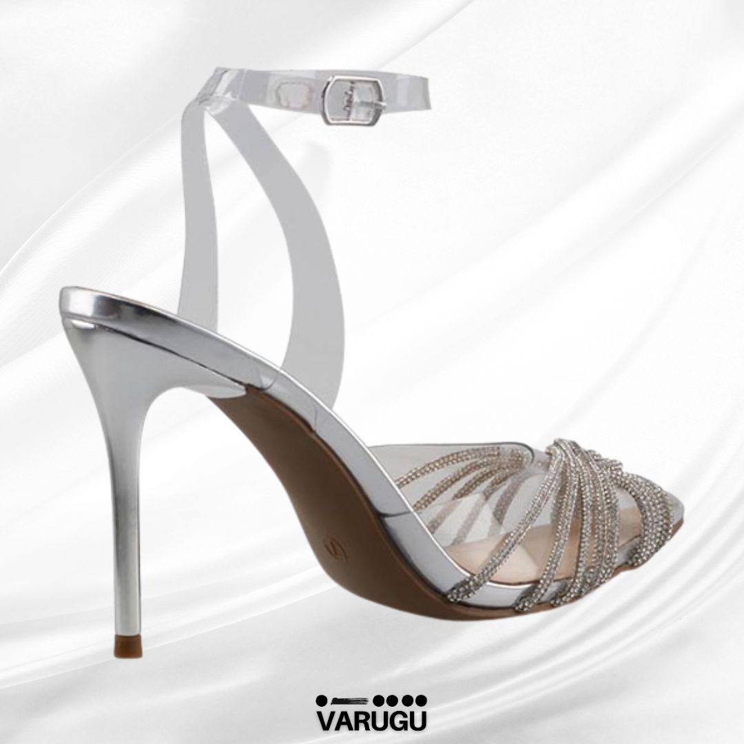 Zapatillas de fiesta color plata transparentes