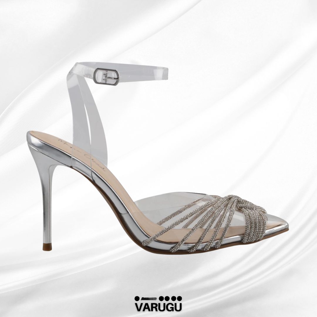 Zapatillas de fiesta color plata transparentes