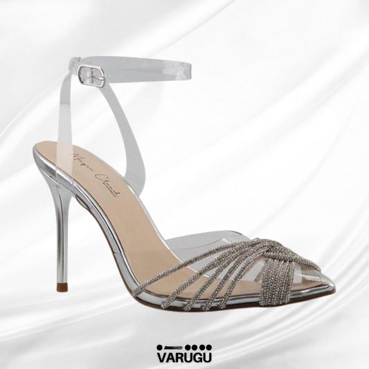 Zapatillas de fiesta color plata transparentes