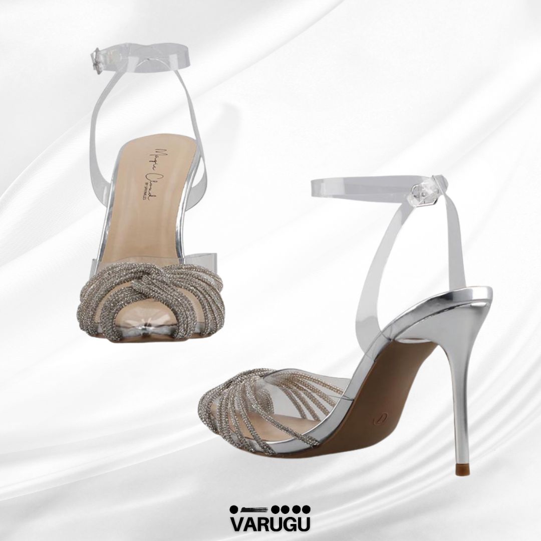 Zapatillas de fiesta color plata transparentes