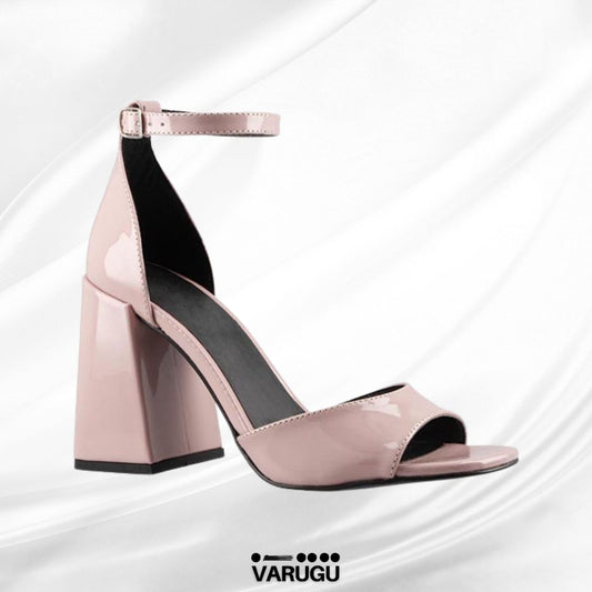 Zapatillas altas rosa con pulsera tacón grueso