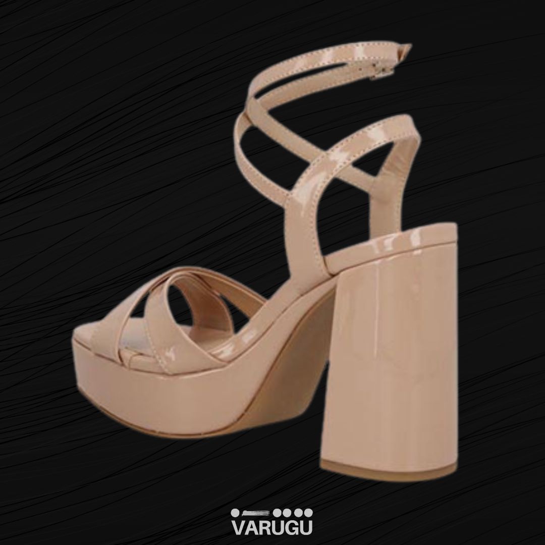 Zapatillas tacón grueso con acabado de charol