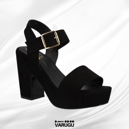 Zapatilla negras cinta con hebilla para mujer