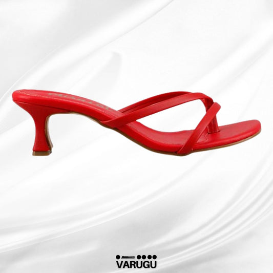 Sandalias de tacón bajo, color rojo