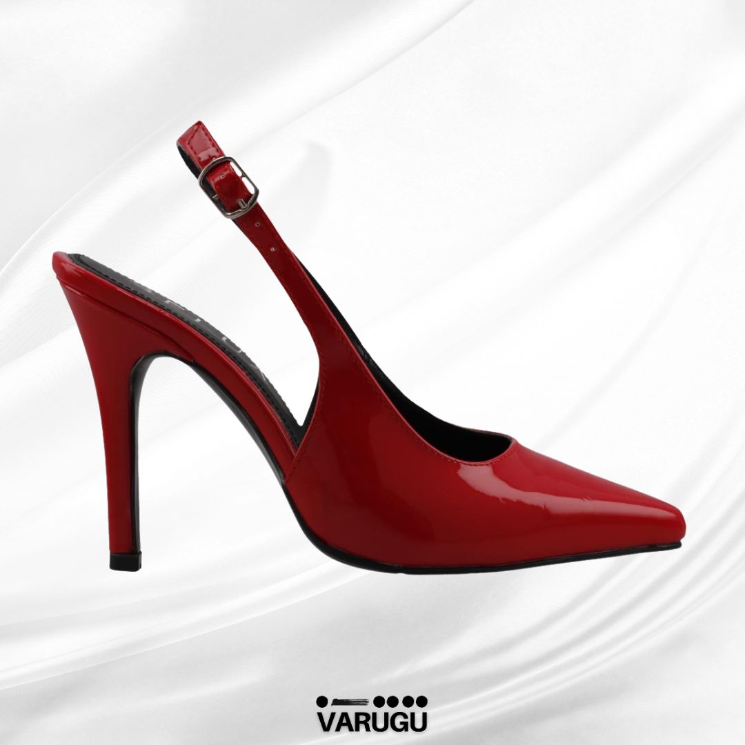 Zapatilla rojo intenso de punta fina