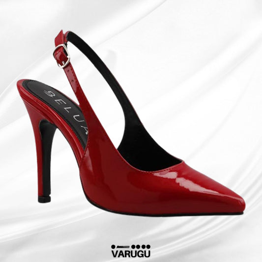 Zapatilla rojo intenso de punta fina